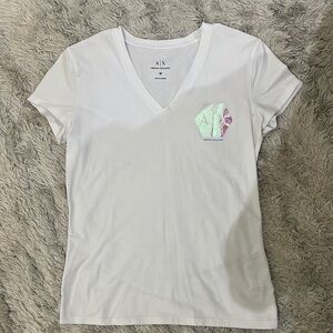 Armani Exchange White Fitted Short Sleeve Tee